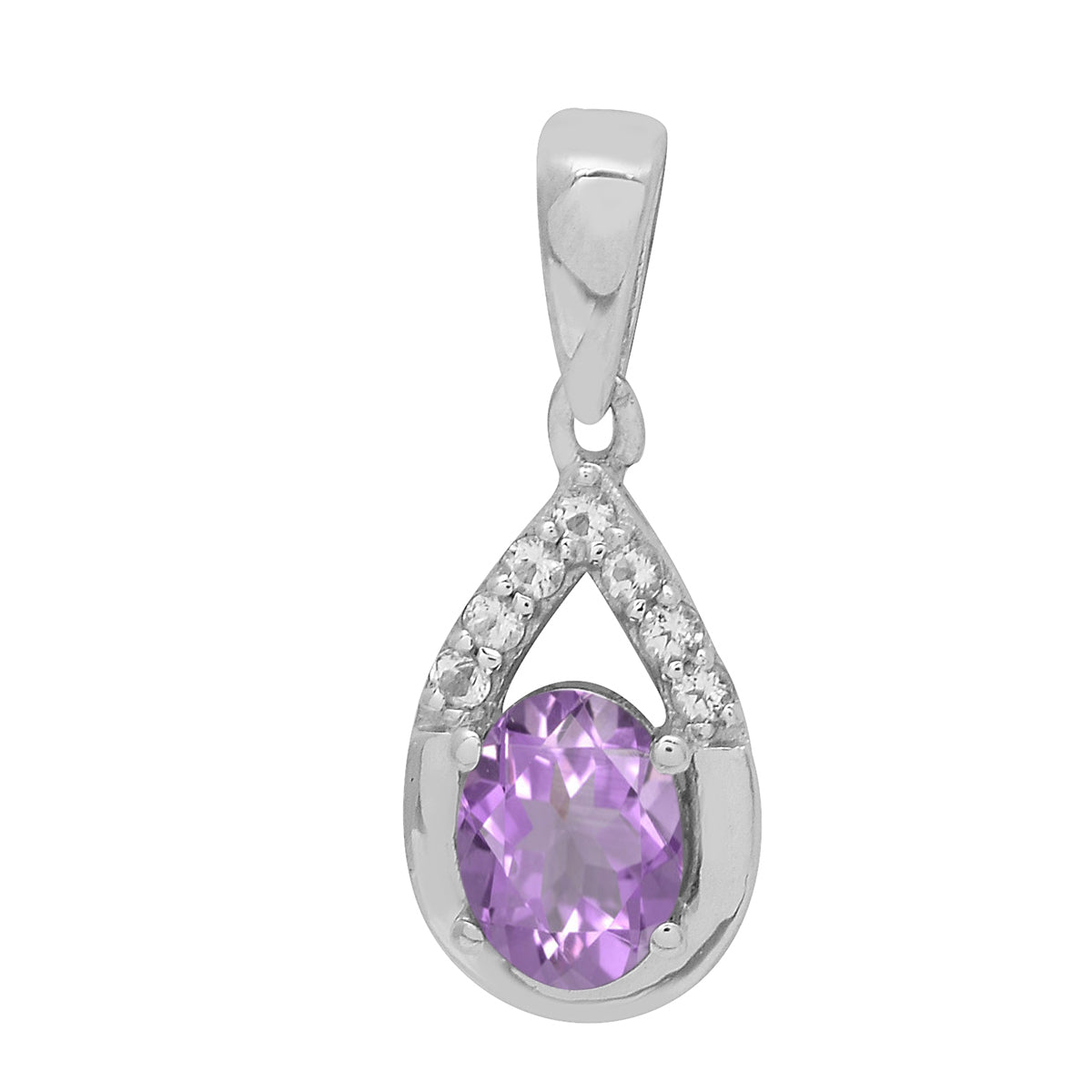 Multi Stone 7X5 Oval Pendant - Sterling Silver