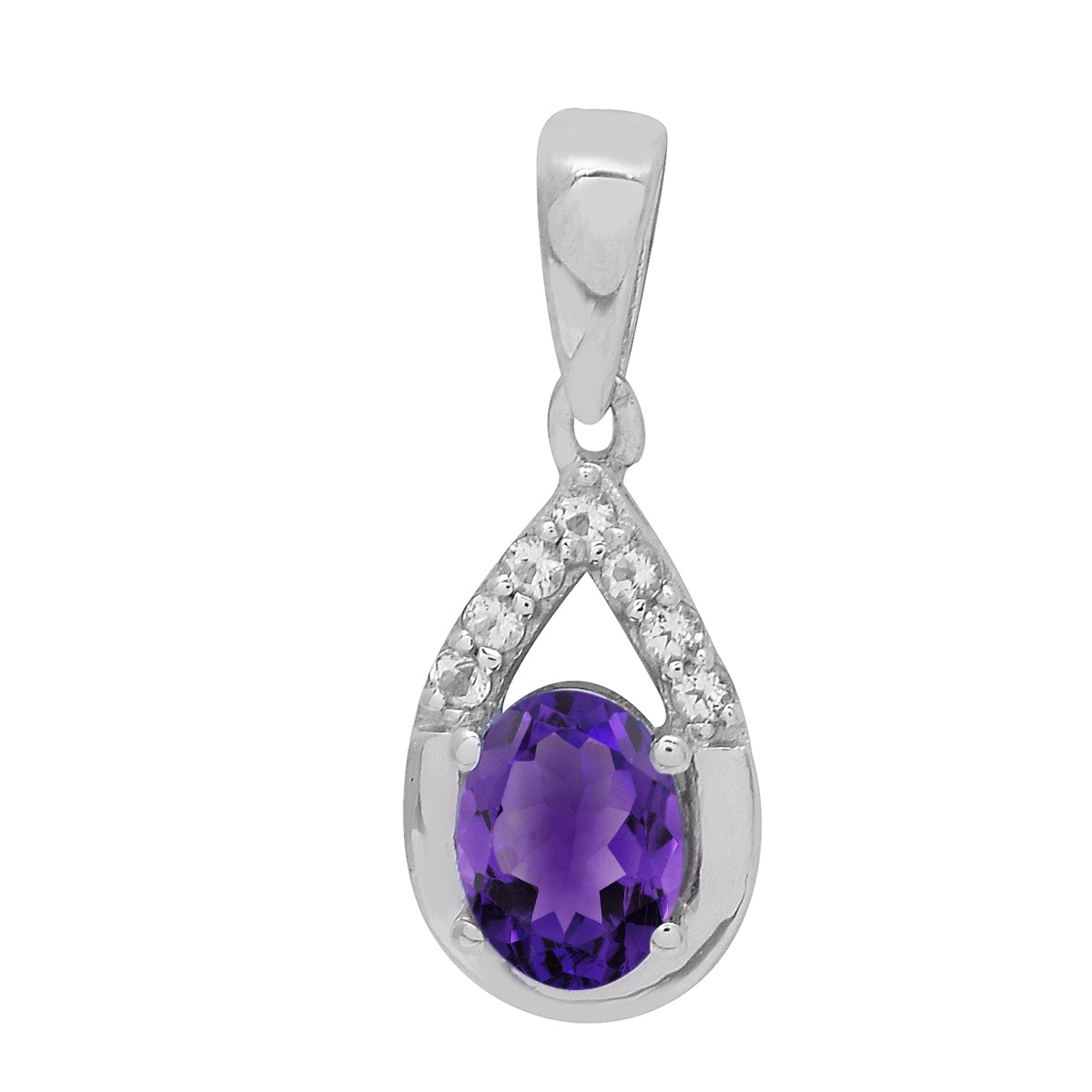 Multi Stone 7X5 Oval Pendant - Sterling Silver