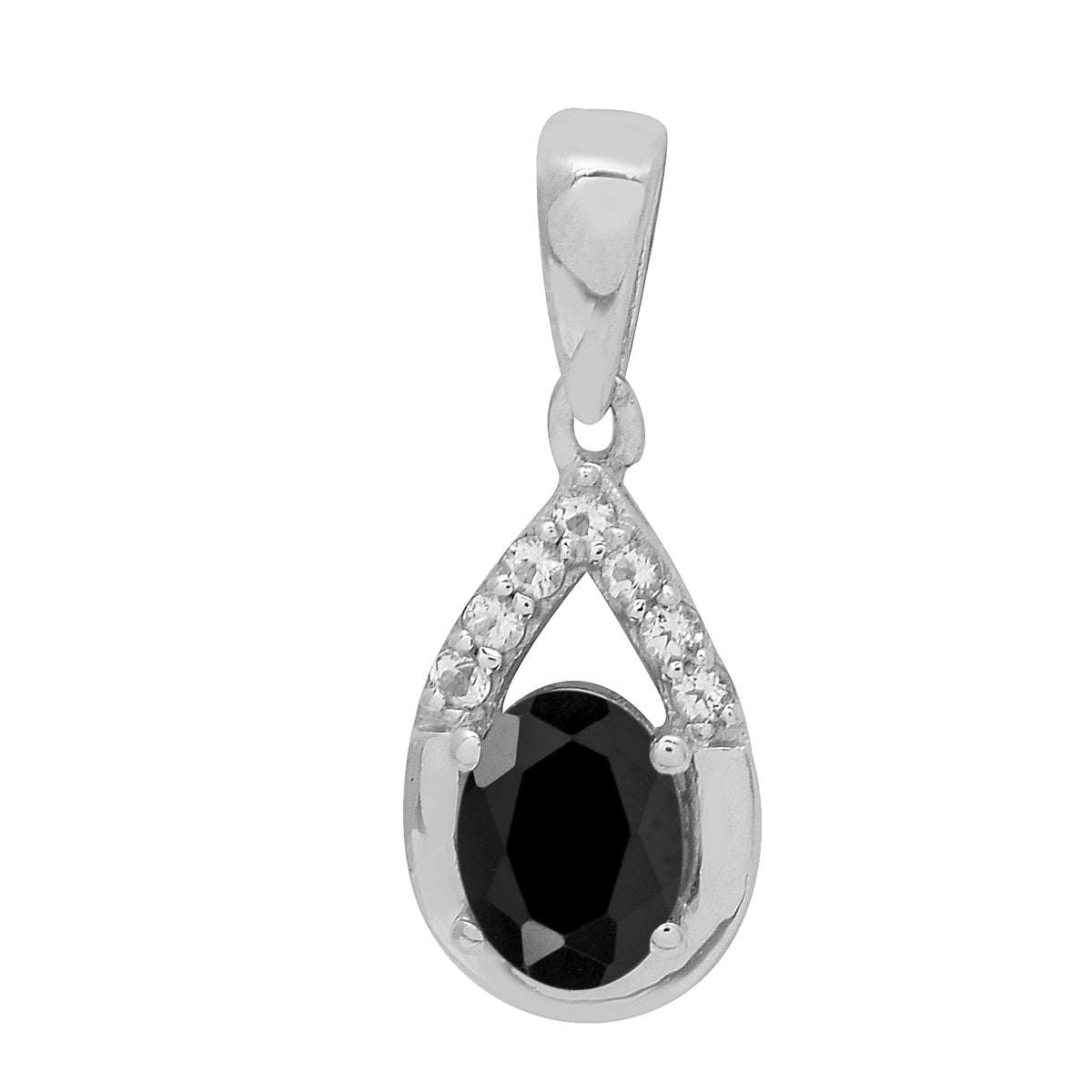 Multi Stone 7X5 Oval Pendant - Sterling Silver