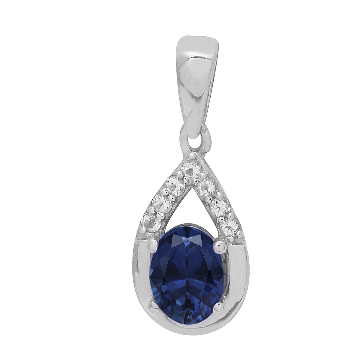 Multi Stone 7X5 Oval Pendant - Sterling Silver