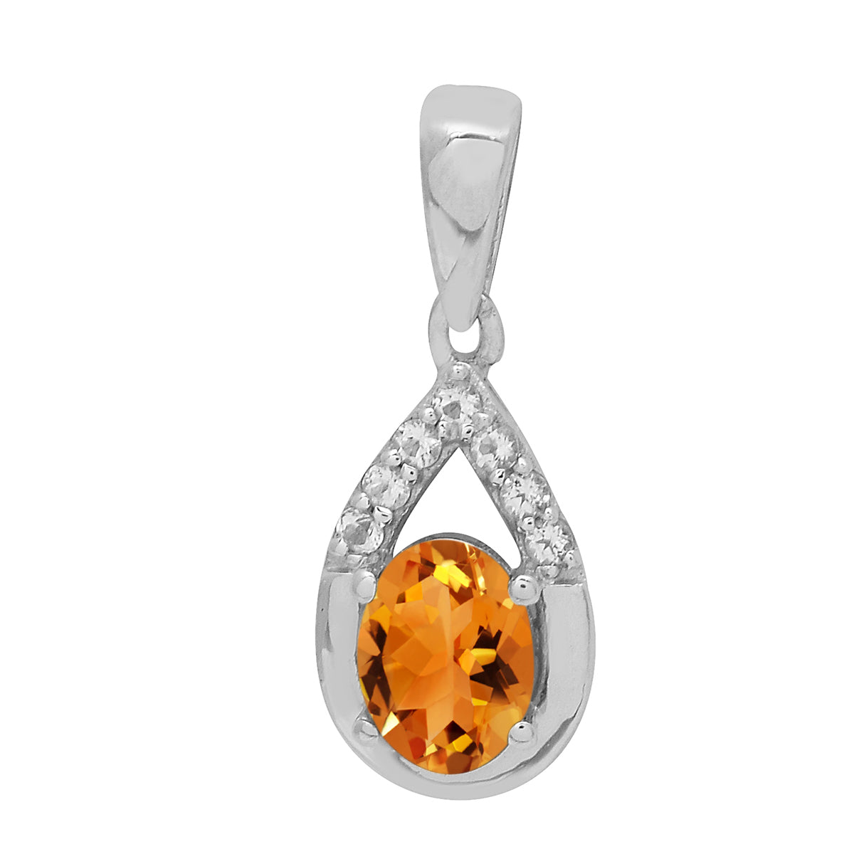Multi Stone 7X5 Oval Pendant - Sterling Silver