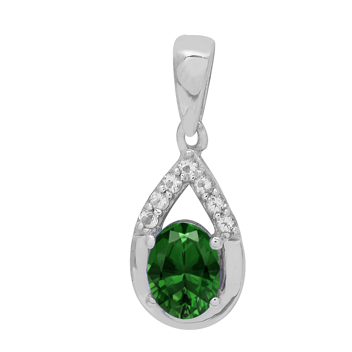 Multi Stone 7X5 Oval Pendant - Sterling Silver