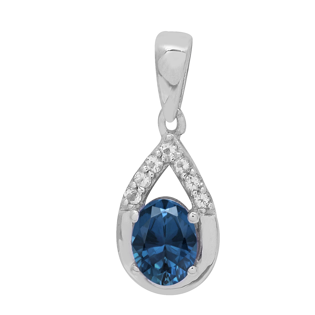 Multi Stone 7X5 Oval Pendant - Sterling Silver