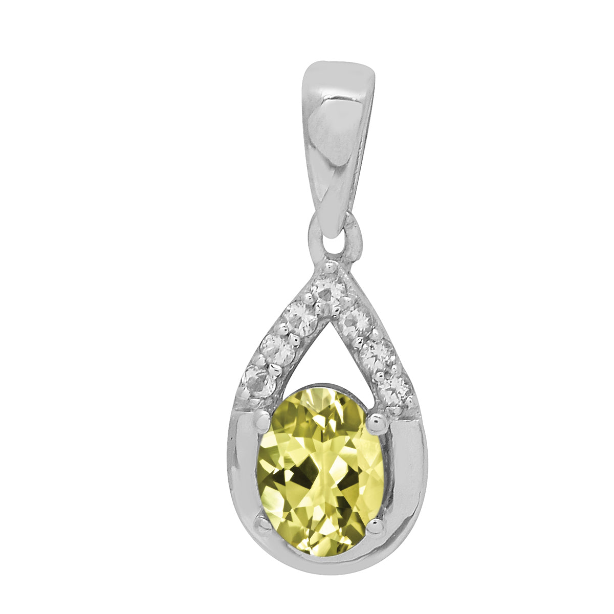 Multi Stone 7X5 Oval Pendant - Sterling Silver