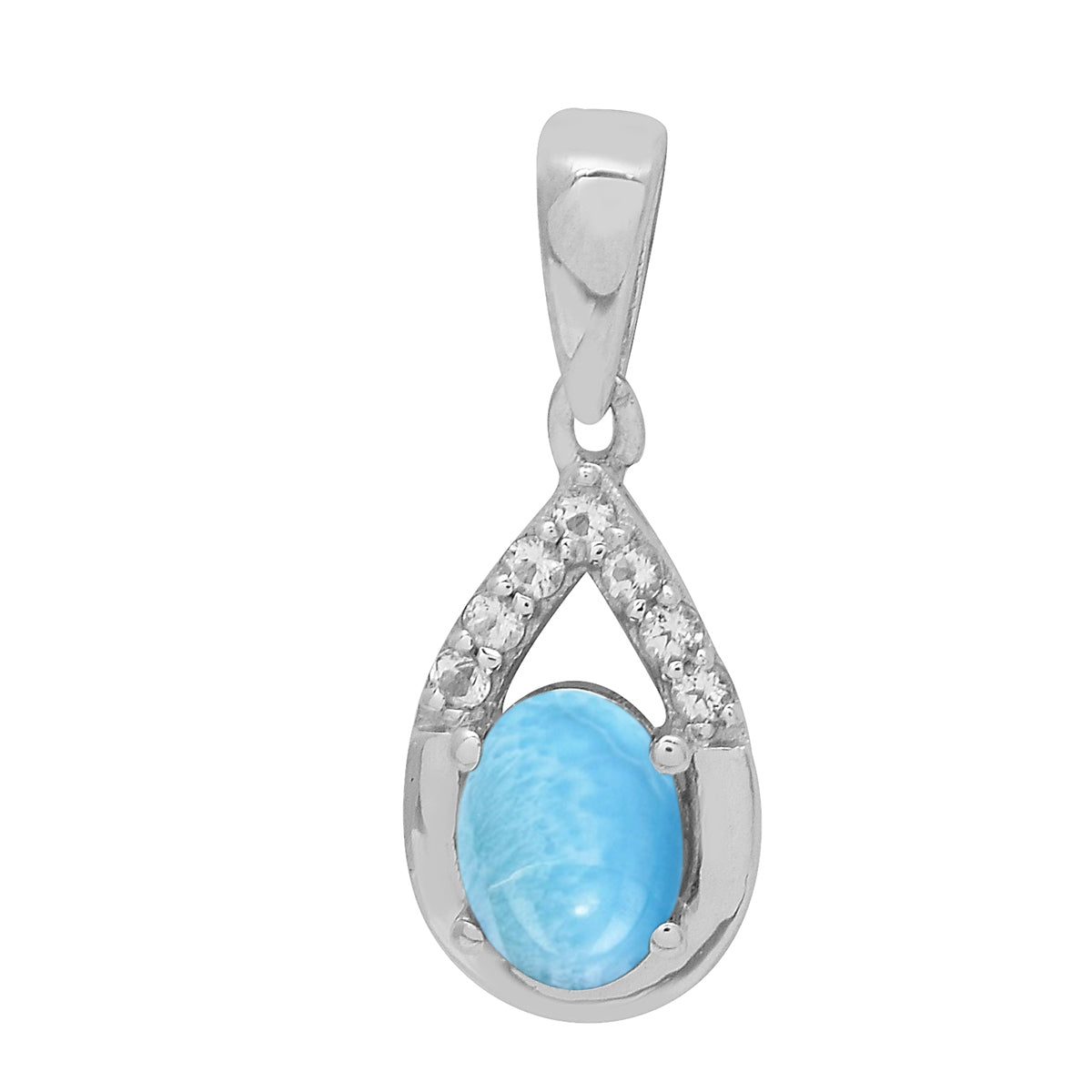 Multi Stone 7X5 Oval Pendant - Sterling Silver