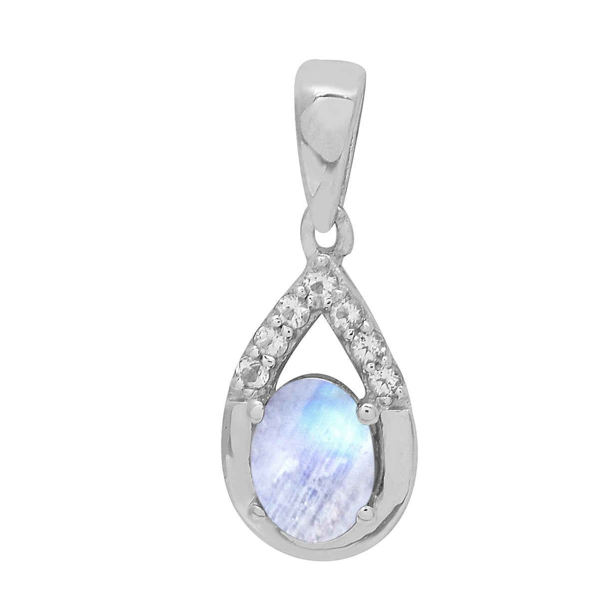 Multi Stone 7X5 Oval Pendant - Sterling Silver