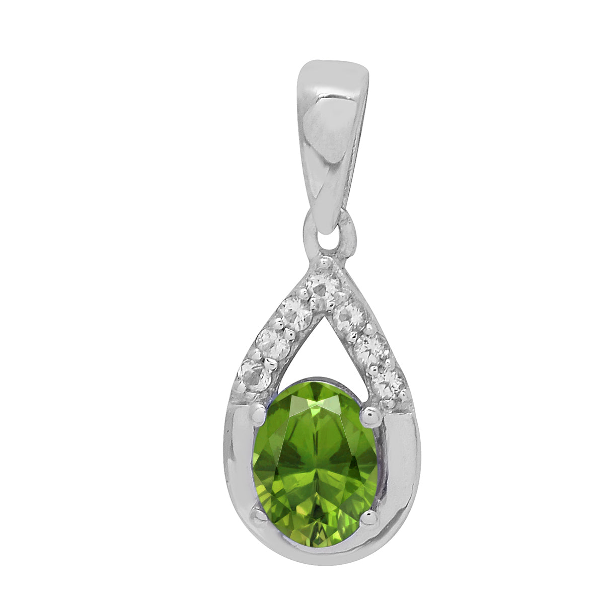 Multi Stone 7X5 Oval Pendant - Sterling Silver