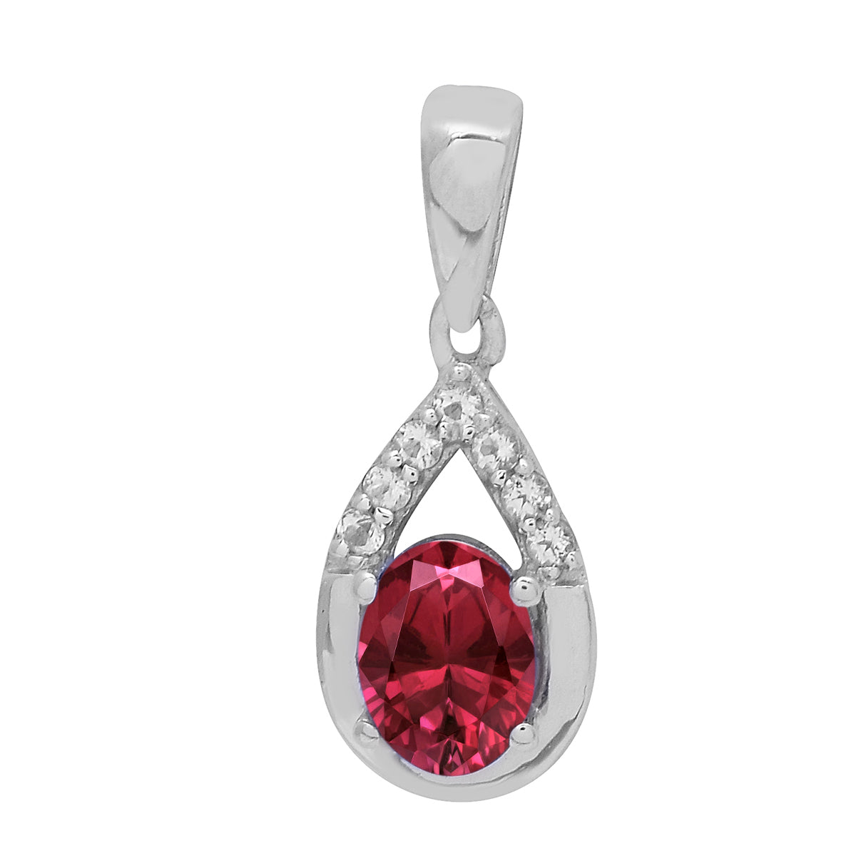 Multi Stone 7X5 Oval Pendant - Sterling Silver