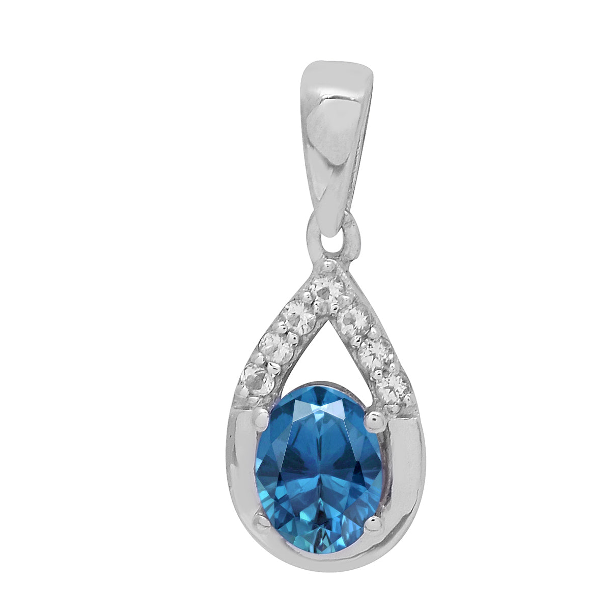 Multi Stone 7X5 Oval Pendant - Sterling Silver