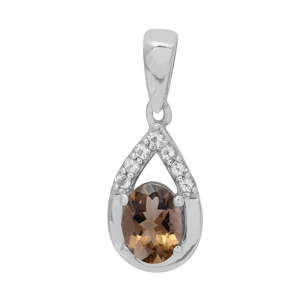 Multi Stone 7X5 Oval Pendant - Sterling Silver