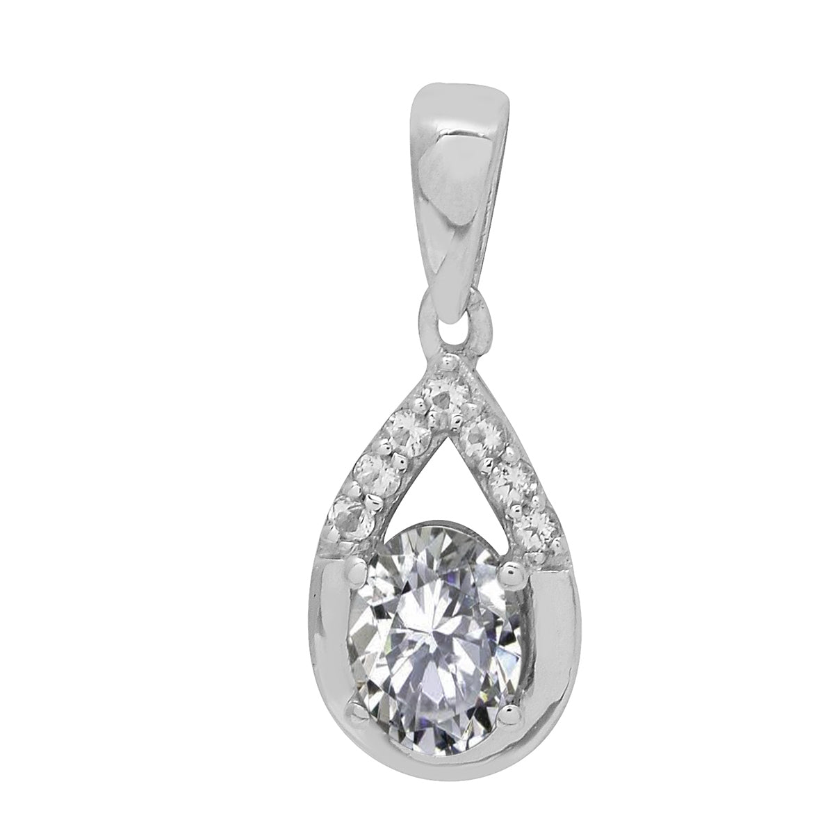 Multi Stone 7X5 Oval Pendant - Sterling Silver