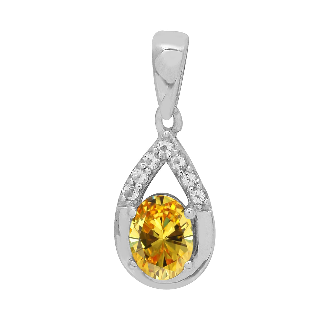 Multi Stone 7X5 Oval Pendant - Sterling Silver