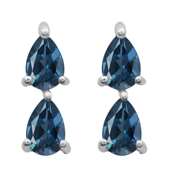 Two Stone Pear 6X4 MM Drop Multi Choice Gemstone 925 Sterling Silver Earring