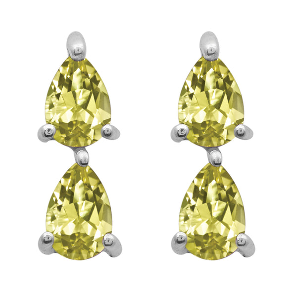 Two Stone Pear 6X4 MM Drop Multi Choice Gemstone 925 Sterling Silver Earring