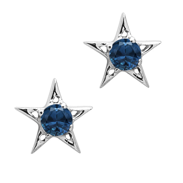 Tiny Star Round Multi Choice Gemstone 925 Sterling Silver Stud