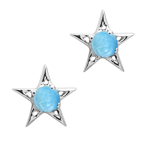 Tiny Star Round Multi Choice Gemstone 925 Sterling Silver Stud