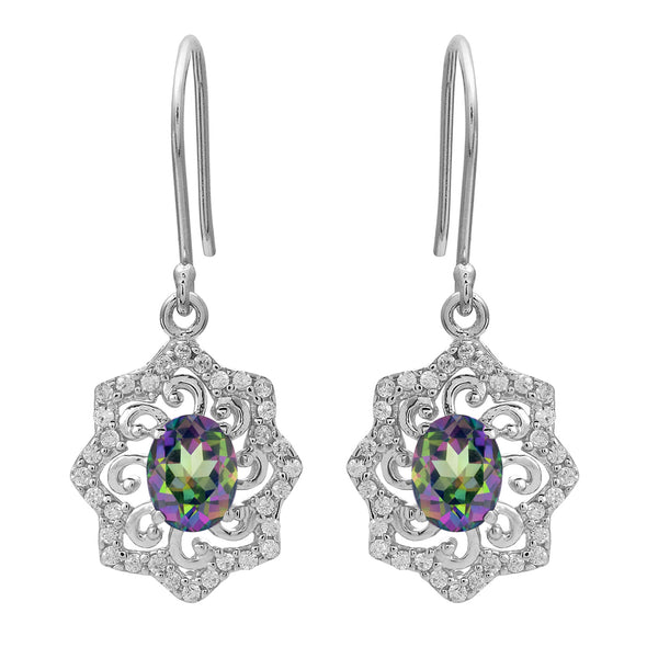 Floral Style Round Multi Choice Gemstone 925 Sterling Silver Earring