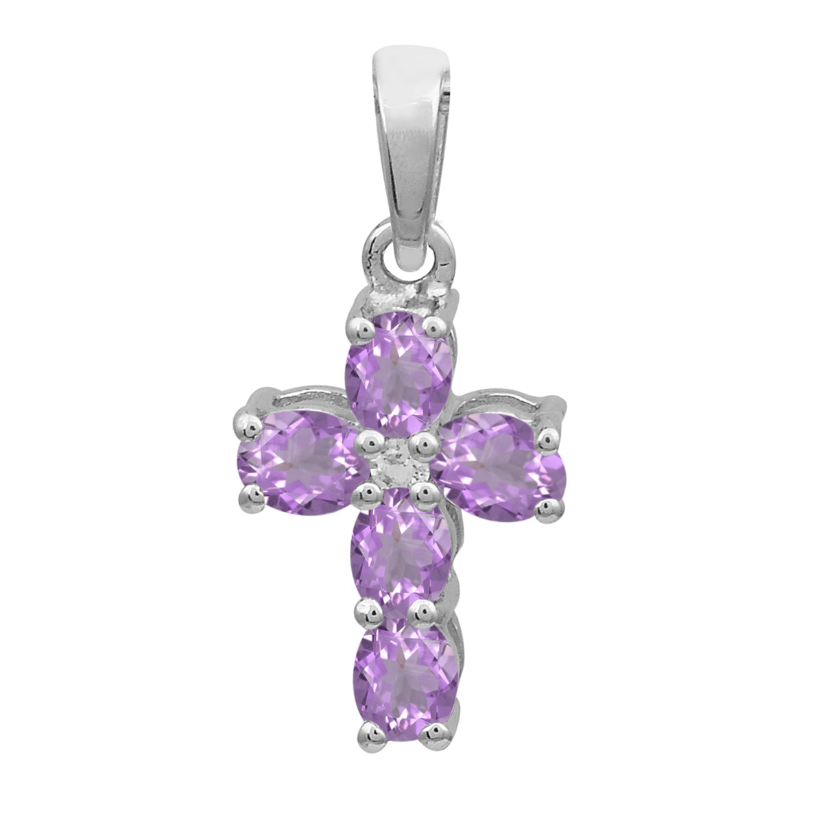 Multi Stone Cross Pendant -Sterling Silver