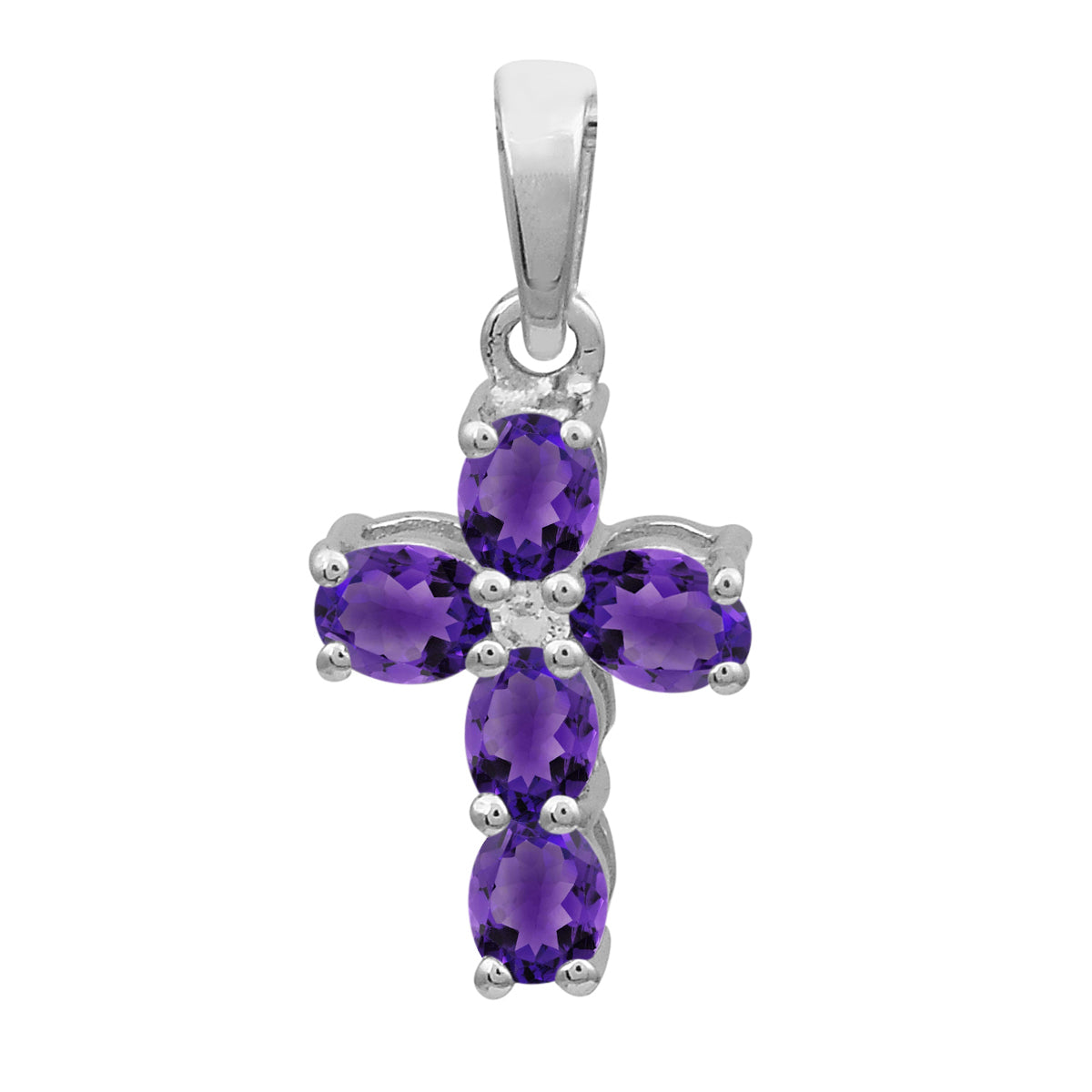 Multi Stone Cross Pendant -Sterling Silver