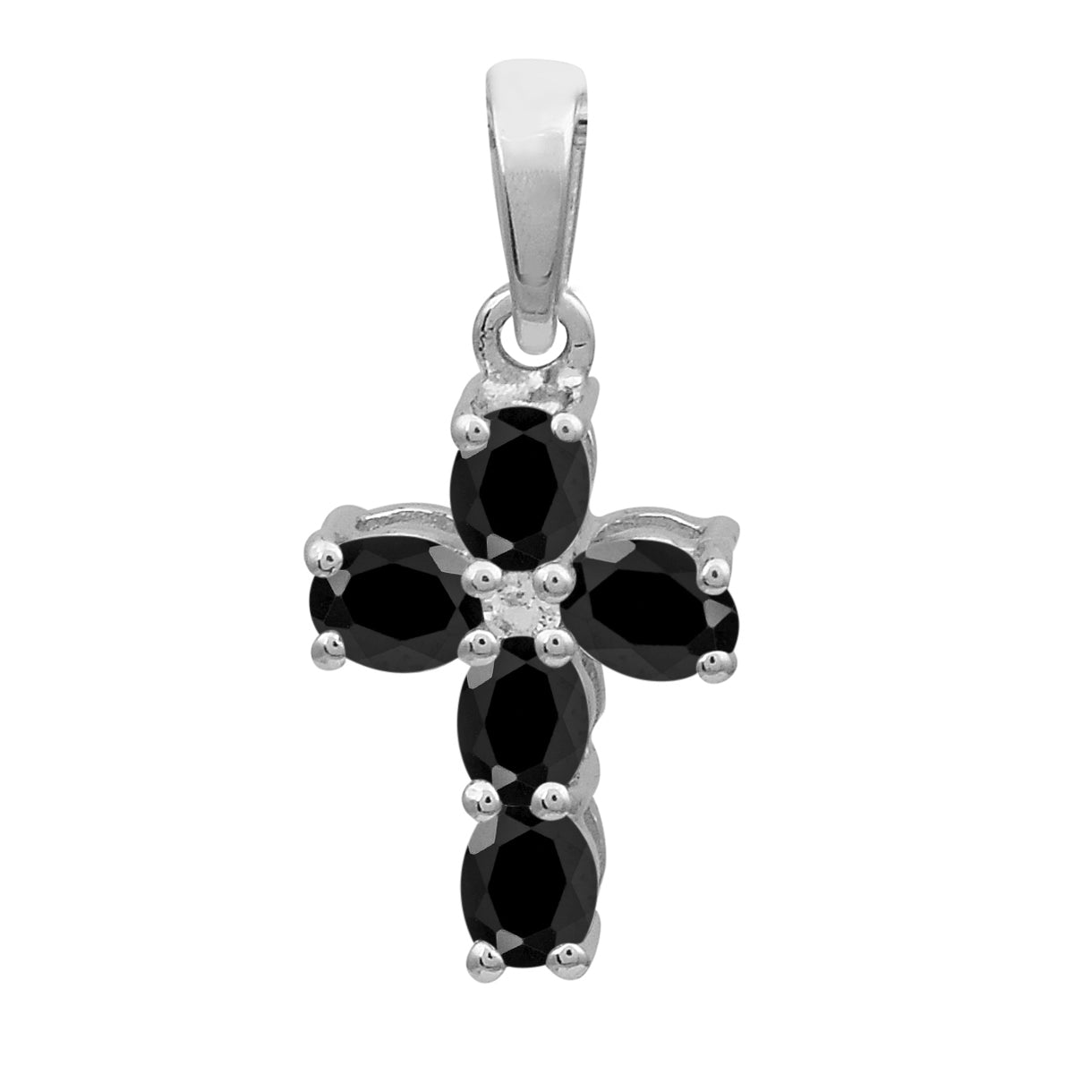 Multi Stone Cross Pendant -Sterling Silver