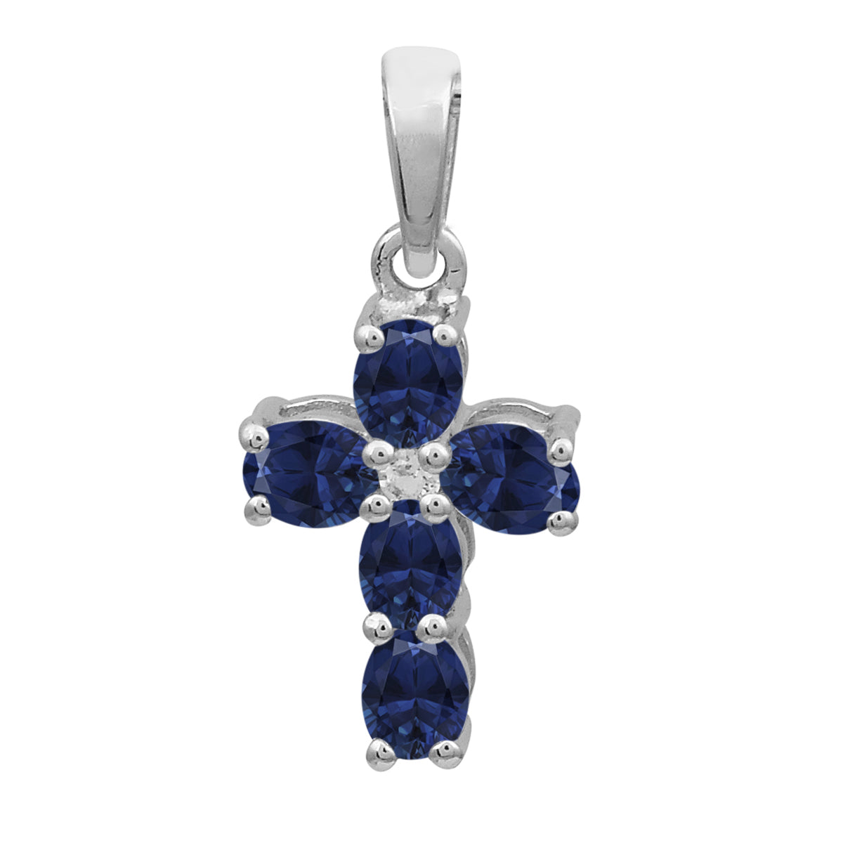 Multi Stone Cross Pendant -Sterling Silver