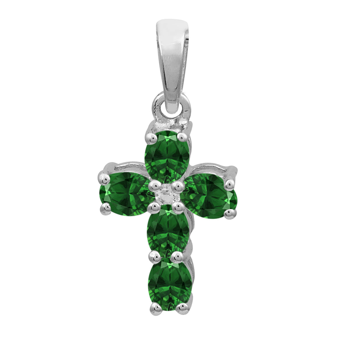 Multi Stone Cross Pendant -Sterling Silver
