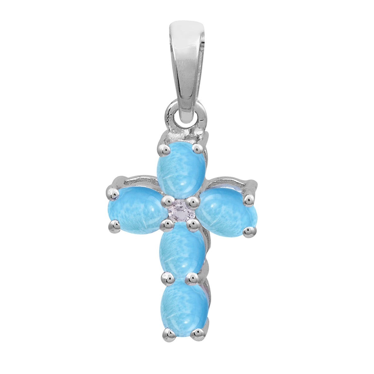 Multi Stone Cross Pendant -Sterling Silver