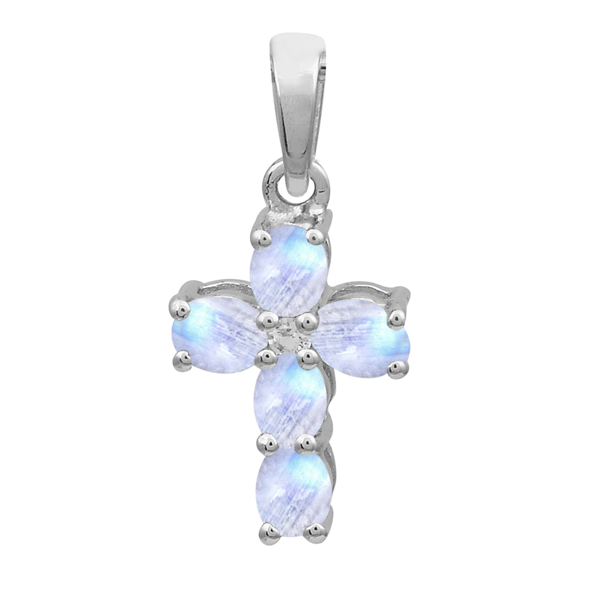 Multi Stone Cross Pendant -Sterling Silver