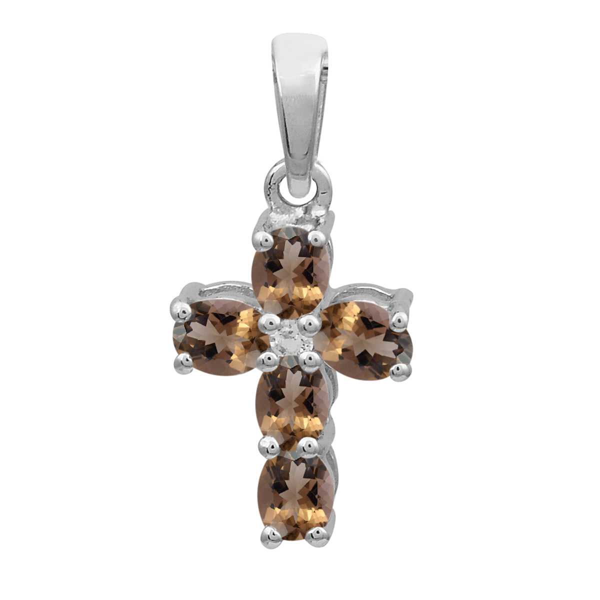 Multi Stone Cross Pendant -Sterling Silver