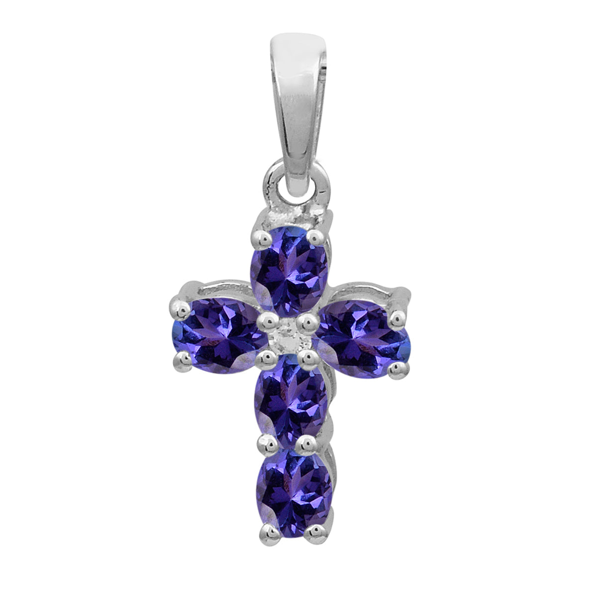 Multi Stone Cross Pendant -Sterling Silver
