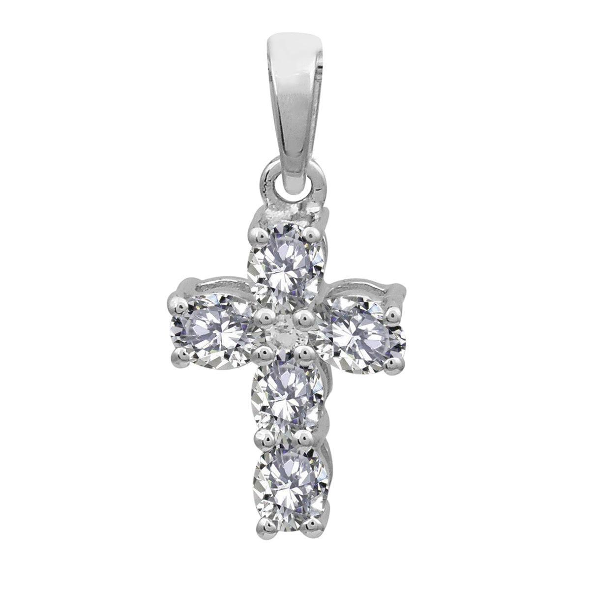 Multi Stone Cross Pendant -Sterling Silver