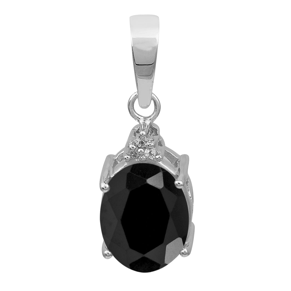 Oval Multi-Stone Solitaire Pendant – Sterling Silver