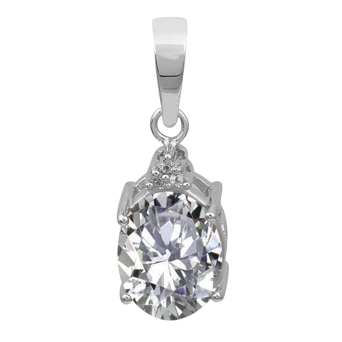 Oval Multi-Stone Solitaire Pendant – Sterling Silver