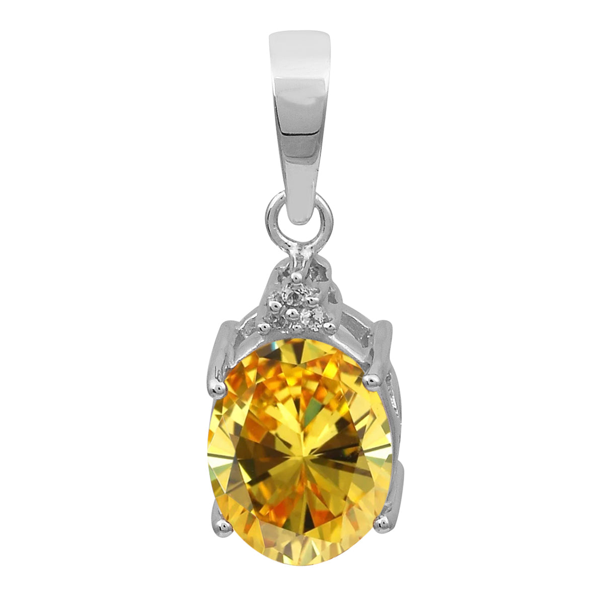 Oval Multi-Stone Solitaire Pendant – Sterling Silver
