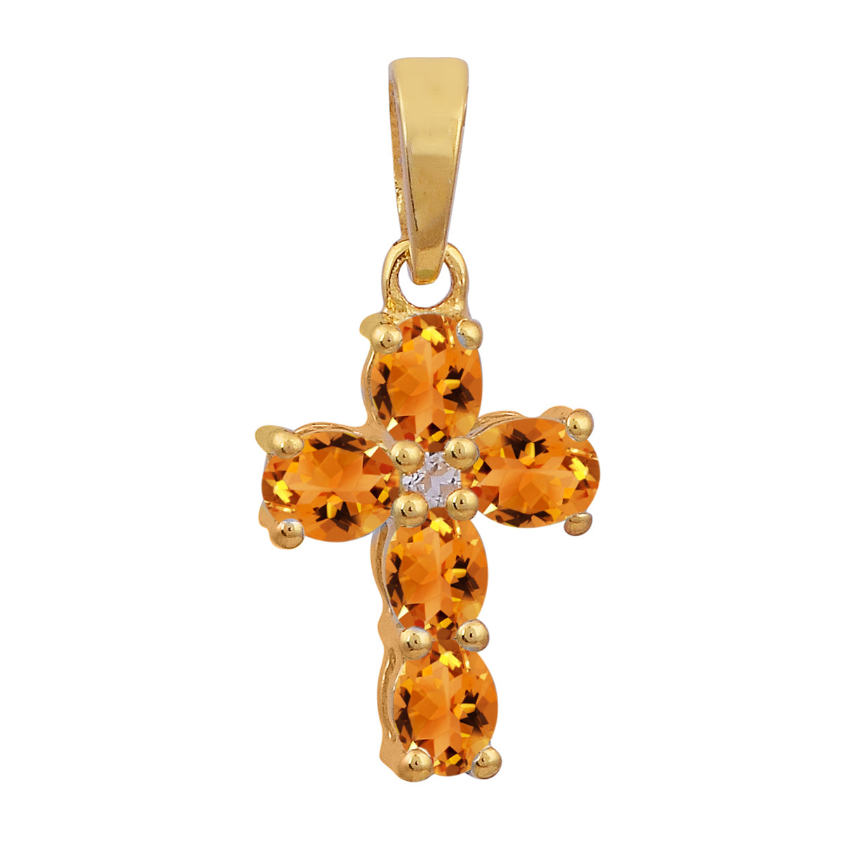 Multi Stone Religious Cross Pendant -Sterling Silver Gold Plated