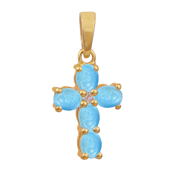 Christian Cross Gold Plated Multi Choice Gemstone Pendant