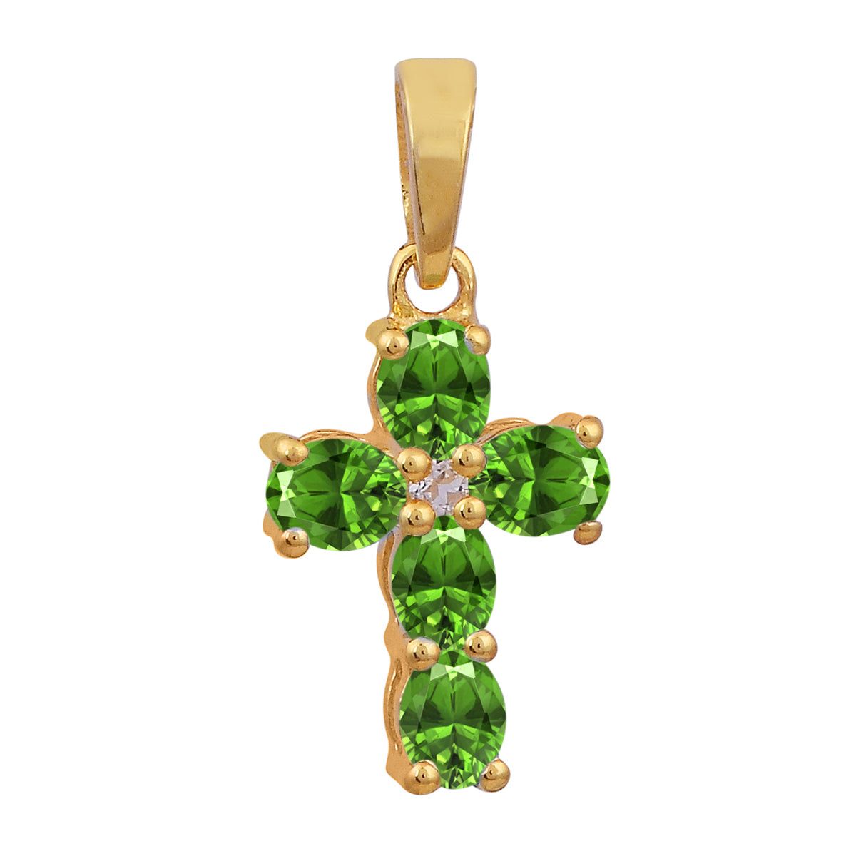 Multi Stone Religious Cross Pendant -Sterling Silver Gold Plated