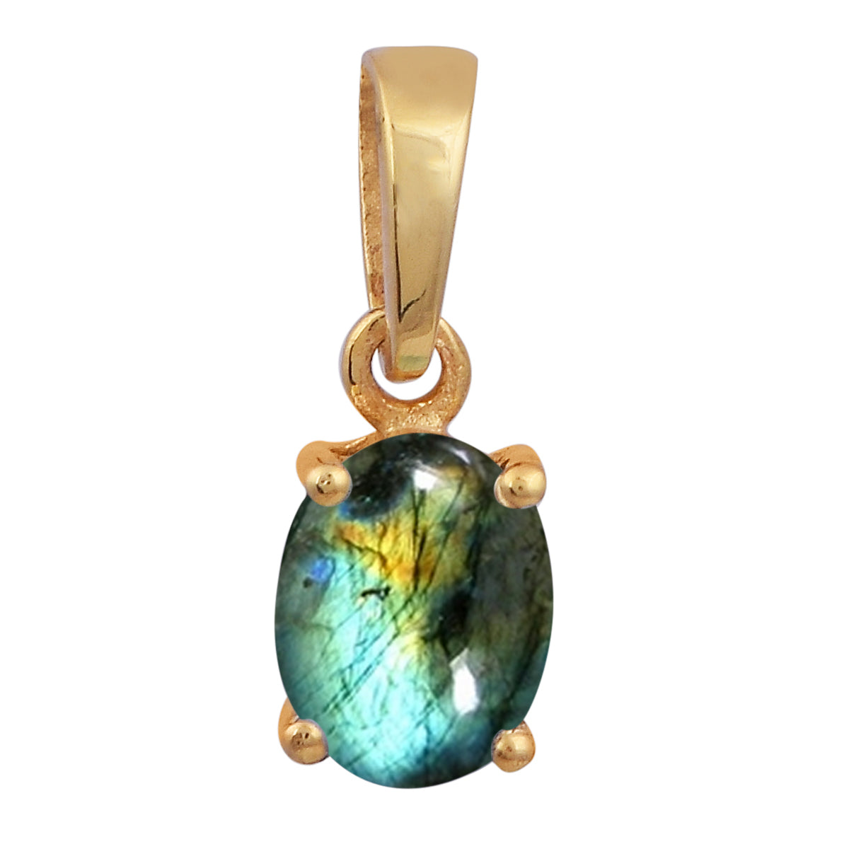 Multi Stone Oval Gemstone Pendant - Sterling Silver Gold Plated