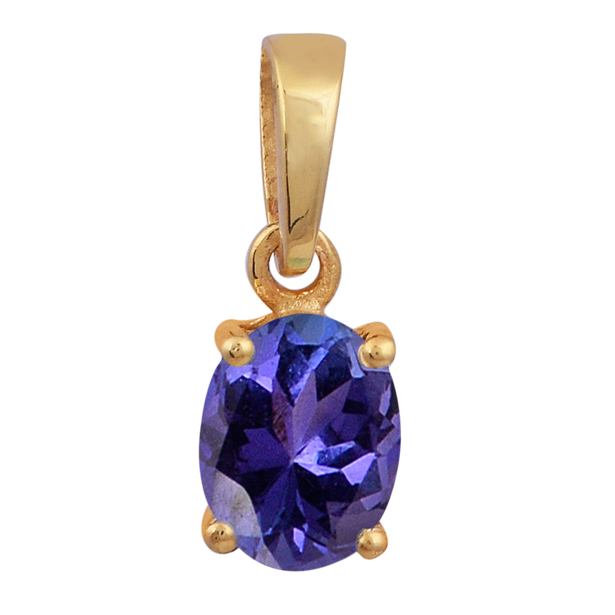 Multi Stone Oval Gemstone Pendant - Sterling Silver Gold Plated