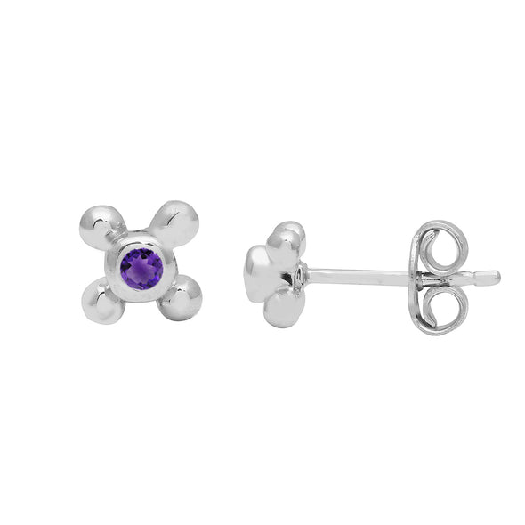 Tiny Stud Round Multi Choice Gemstone 925 Sterling Silver Earring