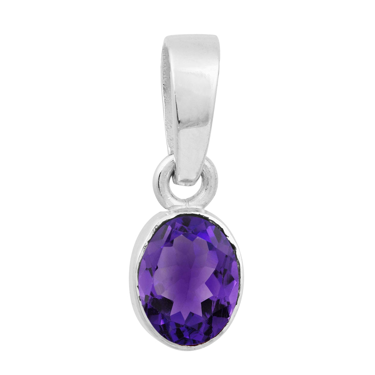 Multi Stone Oval Amethyst Pendant – Sterling Silver