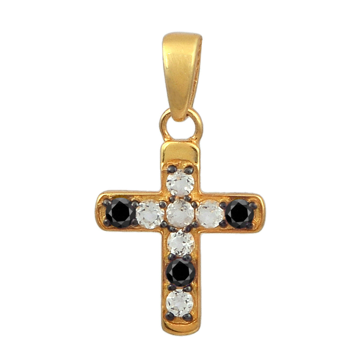 Multi Stone Religious Cross Pendant -Sterling Silver Gold Plated