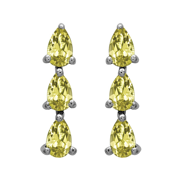 Pear Shape Multi Choice Gemstone Three Stone 925 Sterling Silver Earring