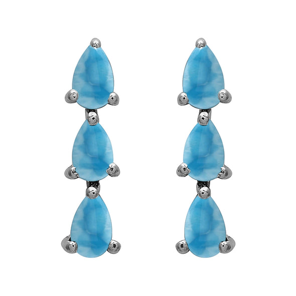 Pear Shape Multi Choice Gemstone Three Stone 925 Sterling Silver Earring