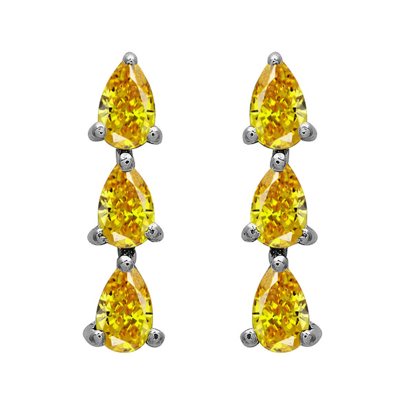 Pear Shape Multi Choice Gemstone Three Stone 925 Sterling Silver Earring