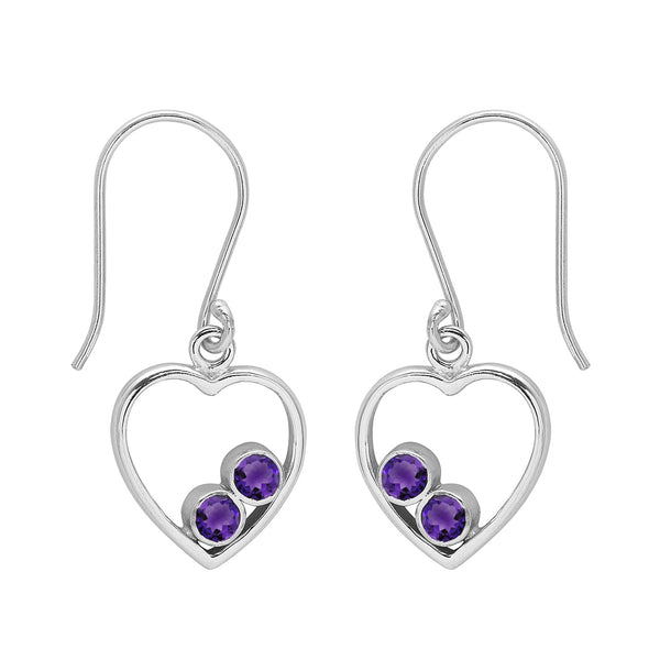 Heart Style Round Multi Choice Gemstone 925 Sterling Silver Earring