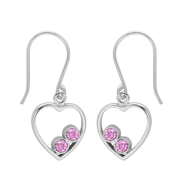 Heart Style Round Multi Choice Gemstone 925 Sterling Silver Earring