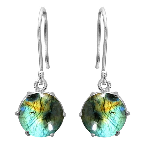 Round 6 MM Dangle Multi Choice Gemstone 925 Sterling Silver Earring