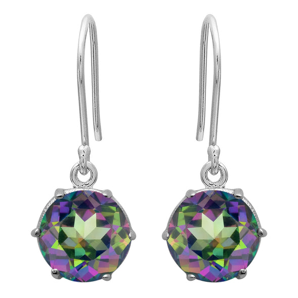 Round 6 MM Dangle Multi Choice Gemstone 925 Sterling Silver Earring