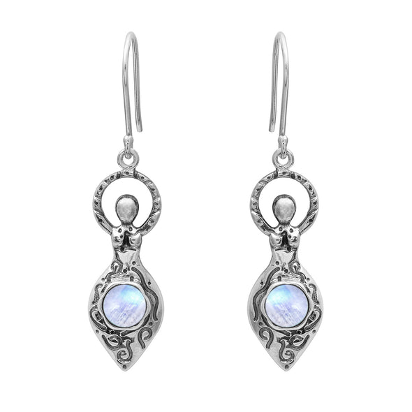 Celtic Goddess Of Fertility Charm Multi Choice Gemstone Sterling Silver Earring